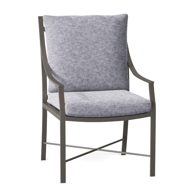 Monaco Patio Dining Armchair with Cushions, Slate Gray, Rollo Chambray InsideOut® Linen, No Welt