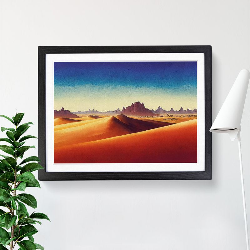 Desert in Watercolour Vol.2 1 Piece Single Picture Frame Wall Art, 46cm H x 64cm W, Black