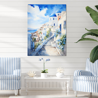 Coastal village of Santorini in Greece 4 - Greece Printed Canvas Art