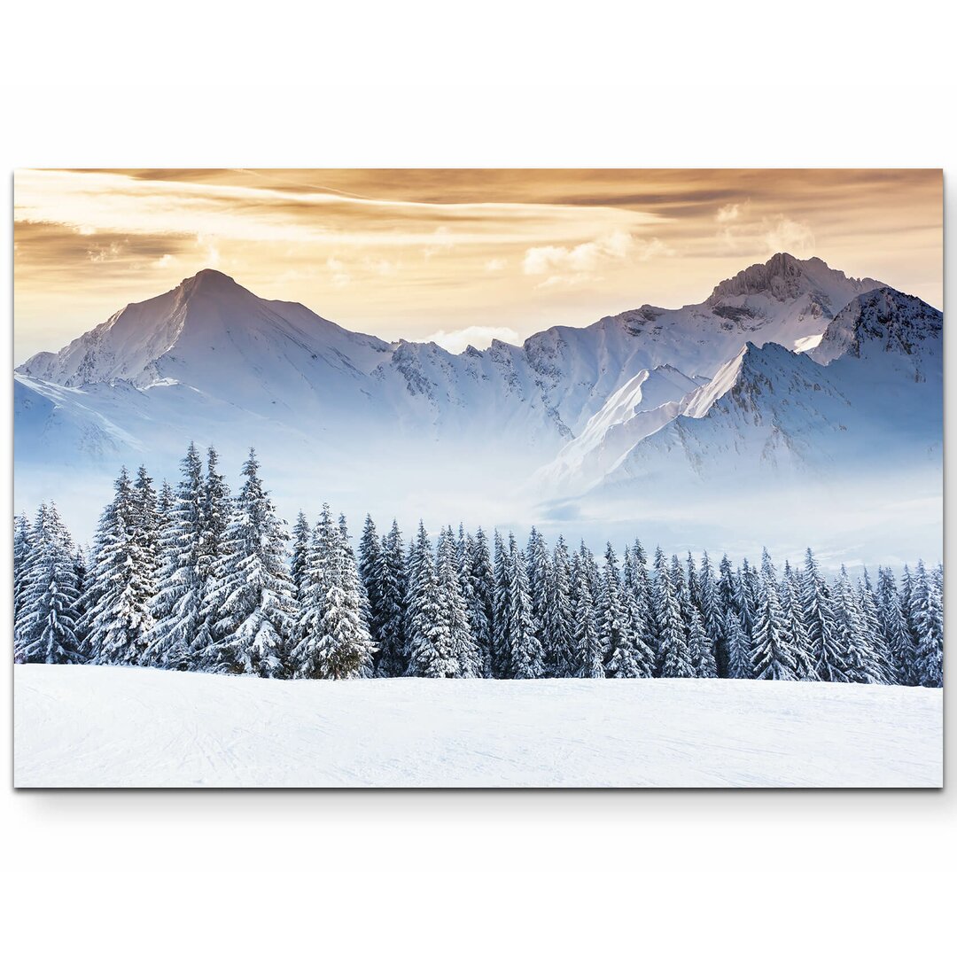 Leinwandbild Bergige Winterlandschaft