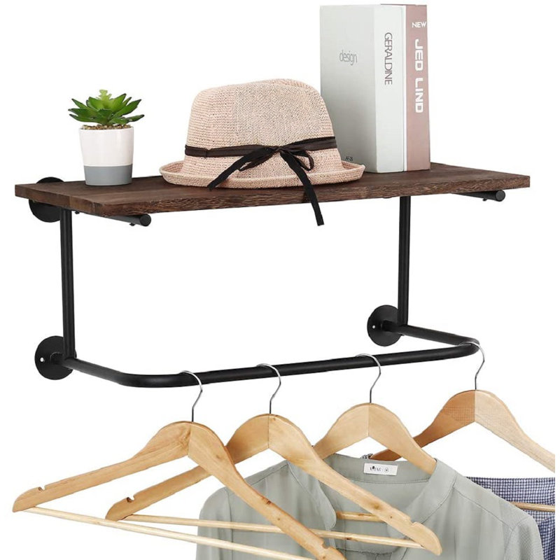 Bracket Shelf with Towel Bar, Brown