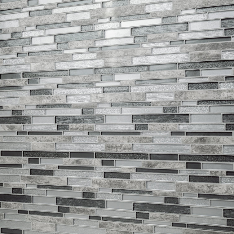 Smoky Alps Porcelain/Glass Linear Mosaic Wall Tile