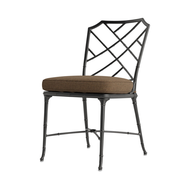 Calcutta Outdoor Dining Side Chair, Fusion Moccasian, Textured Pewter, Brown