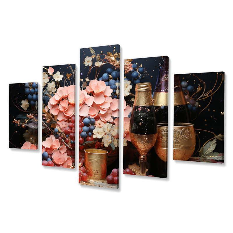 Reproduction d'art sur toile rose champagne champagne II - vin et champagne