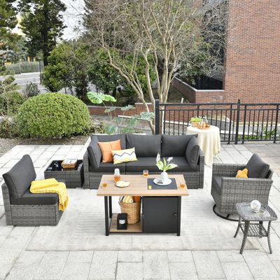 Quinte Wicker 5 - Person Patio Conversation Set with Cushions