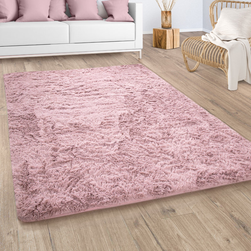 Derex Uniform Color Shag Area Rug, Round 200cm