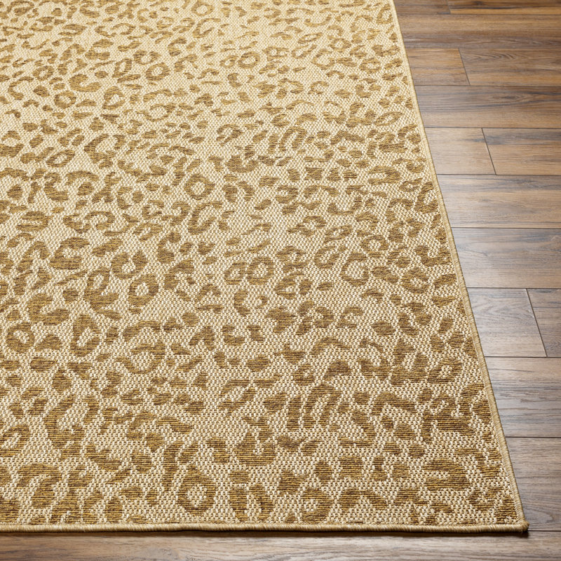 Tapis brun clair / brun en polypropylène tissé à la machine, Carré 7 pi 10 po