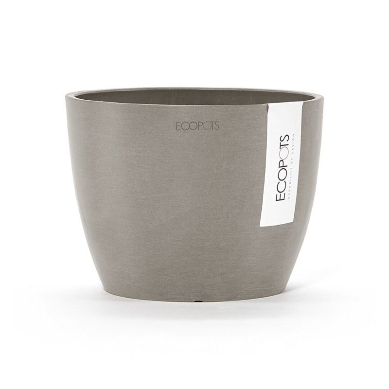 Ecopots Stockholm Indoor/Outdoor Modern Recycled Plastic Flower Pot Planter, 5" H x 6" W x 6" D, Taupe