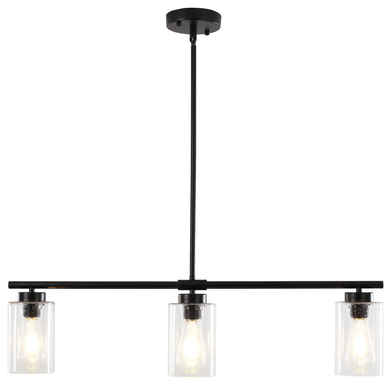 Luminaire suspendu linéaire à 3 lumières pour îlot de cuisine Kimbell, Noir