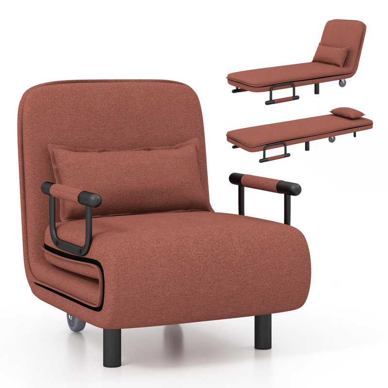 Fauteuil futon large de 26,5 po Damyla, Mélange de polyester brun