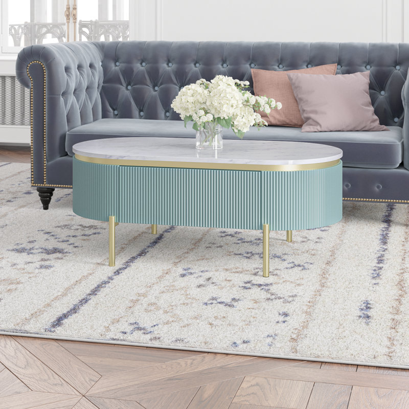 Bembry Single Coffee Table, Green/Gold
