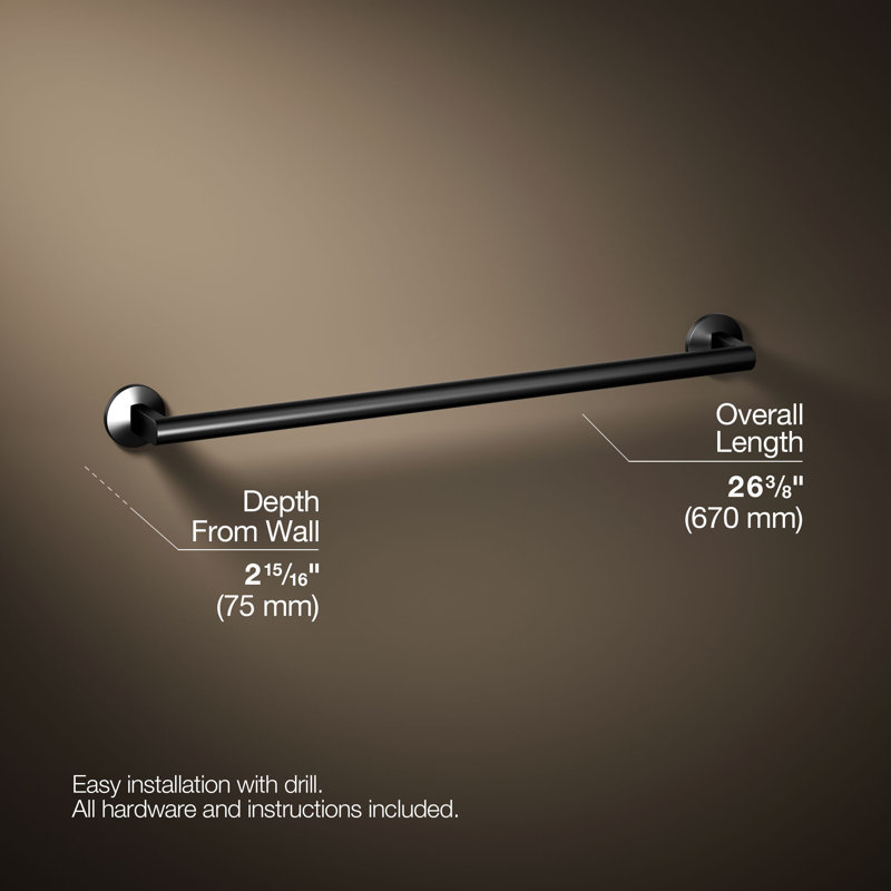 Components Towel Bar, Matte Black, 24"W