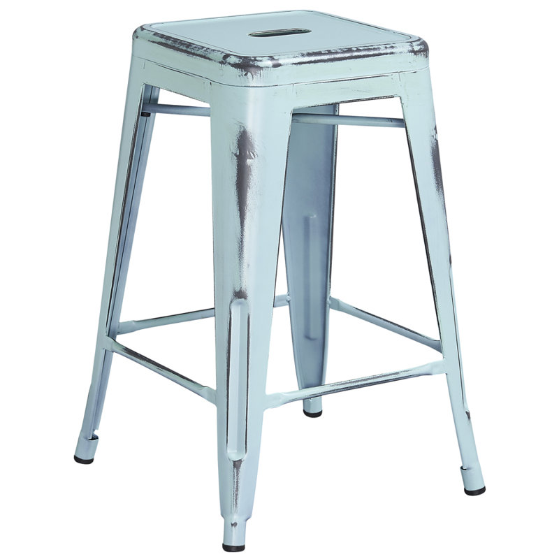 Tabouret de bar de patio 24,5 po vieilli Grose, Orange