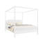 Structure de lit à baldaquin grand lit en bois massif avec tête de lit et pieds de support, 4 sommiers sans sommier, blanc crème-879413226-879413227