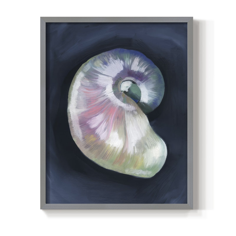 Lost Shell I Framed Print - Solid Wood, Gray, 11" H x 9" W