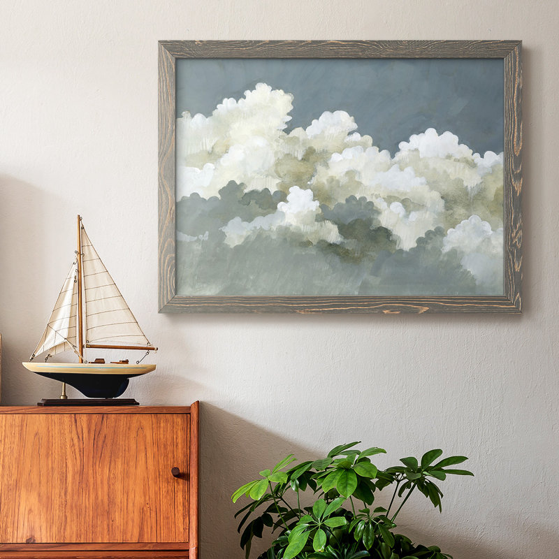 «Big Clouds III», peinture sur toile encadrée, Gris, H 28 po x l 42 po x P 1,5 po