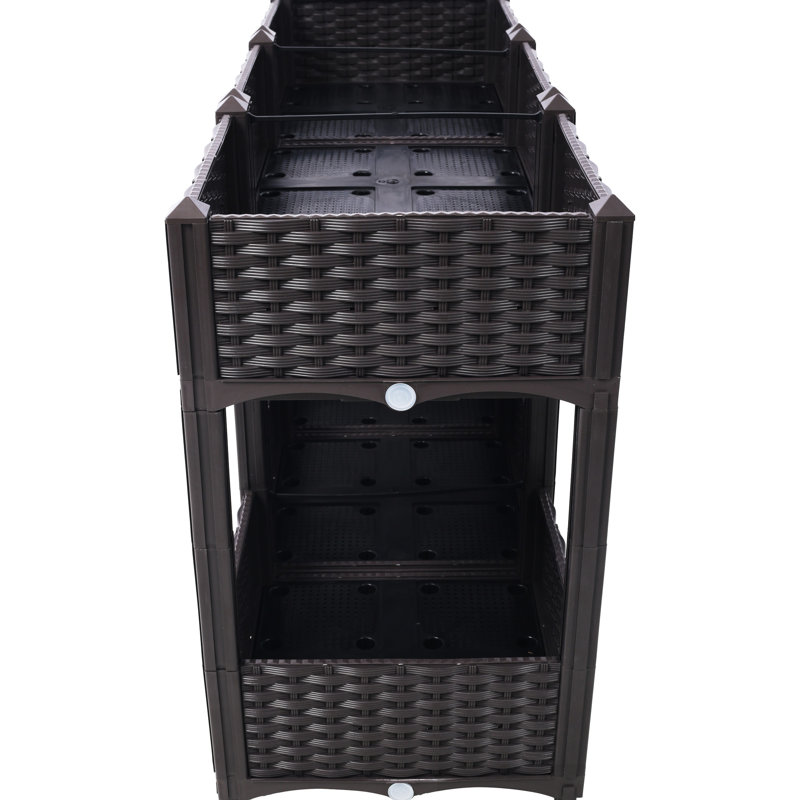 Jardinière surélevée surélevée - 47,2 po x 15,7 po x 27,7 po, lits surélevés en polypropylène brun pour légumes, fleurs, herbes avec bouchon de drainage et polypropylène, légumes, fleurs et herbes faciles à assembler