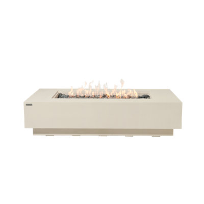 Elementi Pro Ravello 100K BTU Rectangle Fire Pit Frosted Cream White - Natural Gas
