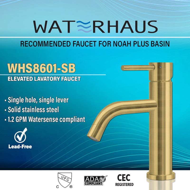 Whitehaus Collection Lead-free Solid Stainless Steel Single Lever Elevated Lavatory Faucet, Brass
