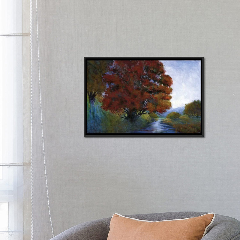 « summer brook », impression sur toile, Pas de tapis, Toile avec cadre noir, H 18 po x l 26 po x P 1,5 po
