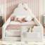 Lit de sol double bas et rembourré avec poche de rangement latérale, blanc-1067589984-1067589985
