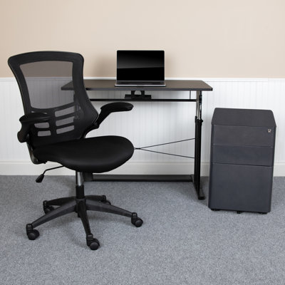 Ensemble de bureau ergonomique, chaise et classeur 3 pièces Berezinsky