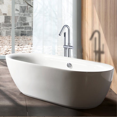 Freestanding Bathtub Faucet And Hand Shower In , Metal, 43.45In X 7.8In 6.94In, 8.82Lb, Modern Bath Design With Shower, 44" Deep 8" Wide, 7" High, 9 Lb, Bathroom Styling