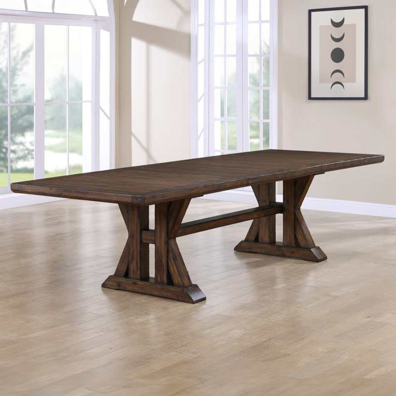 Auburn Dark Brown Rubber Wood Extendable Dining Table