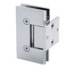 C498E76F5B064E4E8896777CEDD40AFE Venice Adjustable Square Wall Mount Hinge, Brass Material, 36" Door Width, 3/8" To 1/2" Glass Thickness, Full Back Plate, Polished Chrome Finish