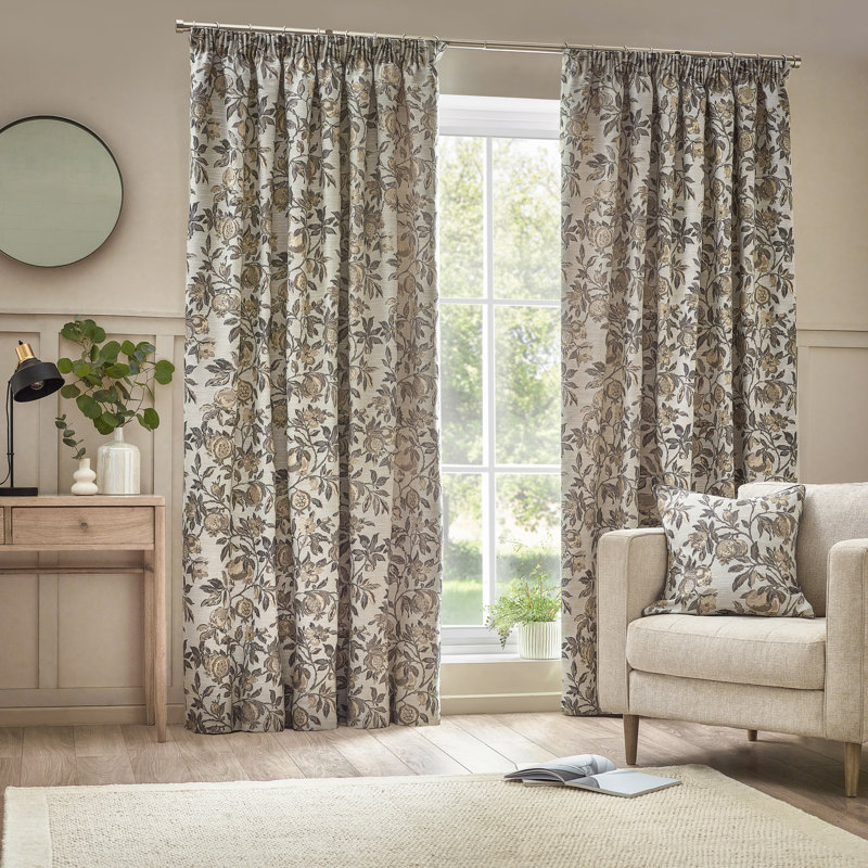 Alleane Room Darkening Curtain Pair, Beige, Width 117 x Drop 183 cm