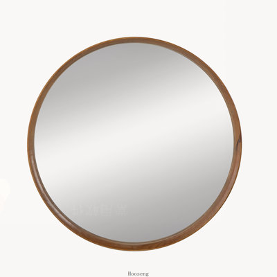 D39.4 "x3" Miroir mural rond en bois, miroir mural pour salle de bain, salon, brun