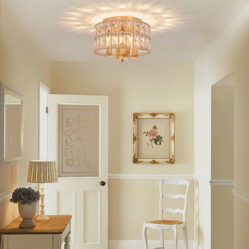Jashaun 4-light Crystal Flush Mount Ceiling Light, French Gold