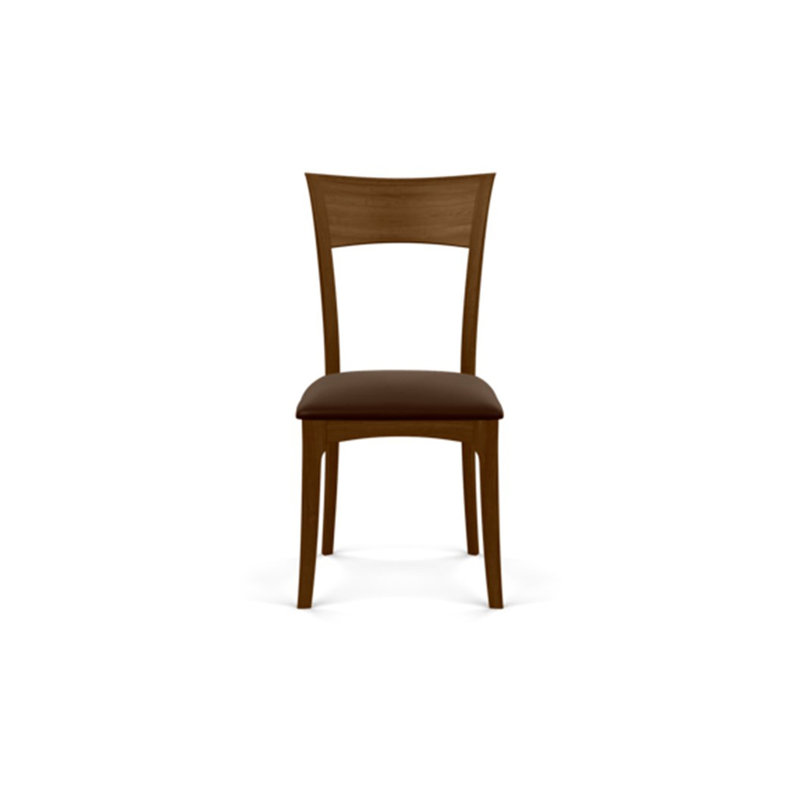 Ingrid Upholstered Dining Chair, Coffee Leather, Natural Walnut