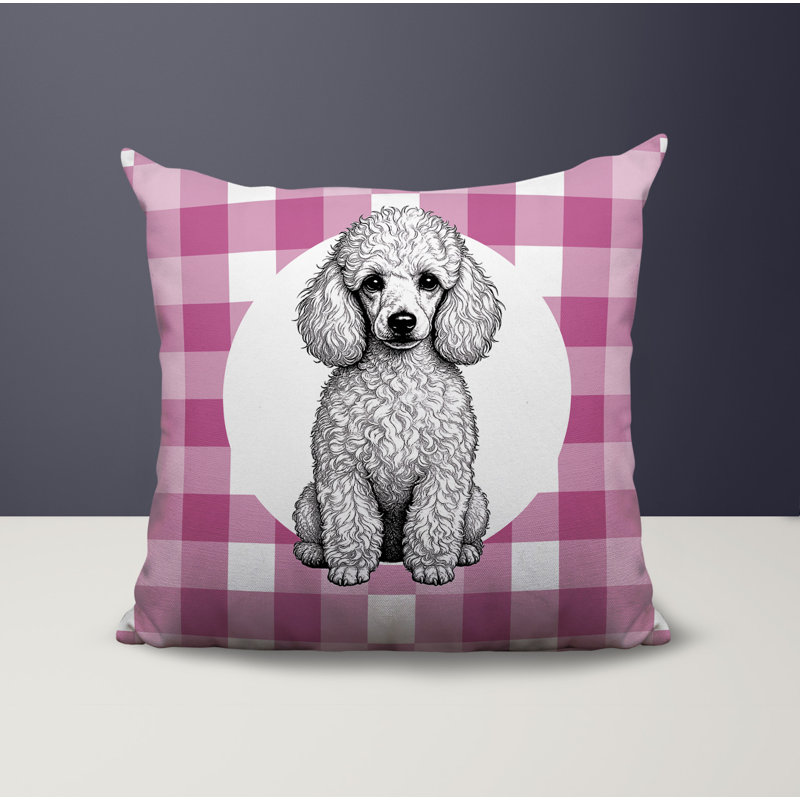 Coussin réversible intérieur / extérieur Poodle Dog, 18 x 18, Magenta