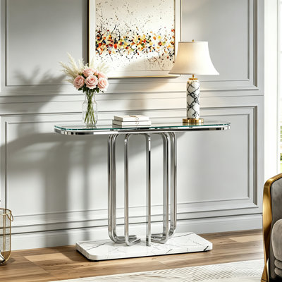 Glass Console Table Sofa Table for Entrance Living Room