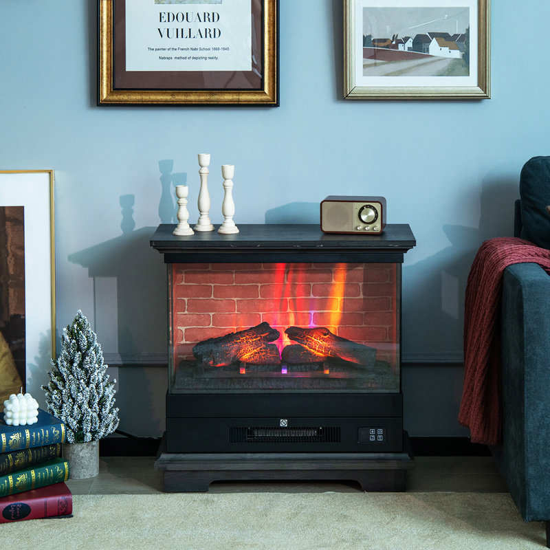 Yvonnette 27'' W Electric Fireplace with 4780 BTU, Black