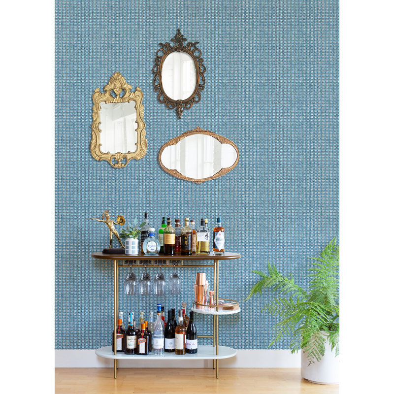 Rouleau de papier peint L 33 pi x l 20,5 po Basketweave, Bleu
