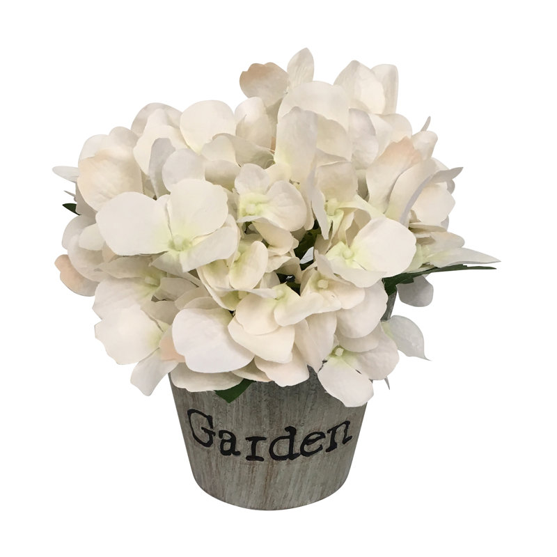 Arrangement floral dans un pot gris, Blanc