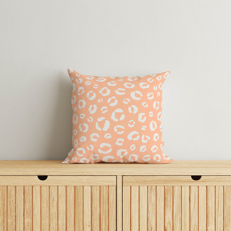 Coussin Leopard, Imprimé pêche / orange, H 26 po x l 26 po