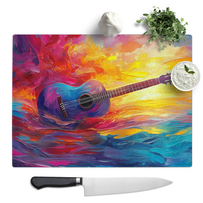 Acoustic Guitar  Glass Chopping Board