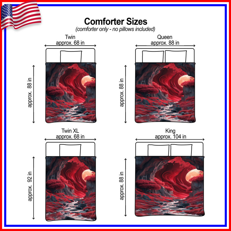 Red Moonlit Valley Comforter, Twin Extra Long
