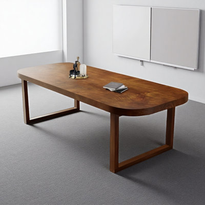 Large Brown Solid Wood Conference Table, Rectangular Seminar Desk by Latitude Run