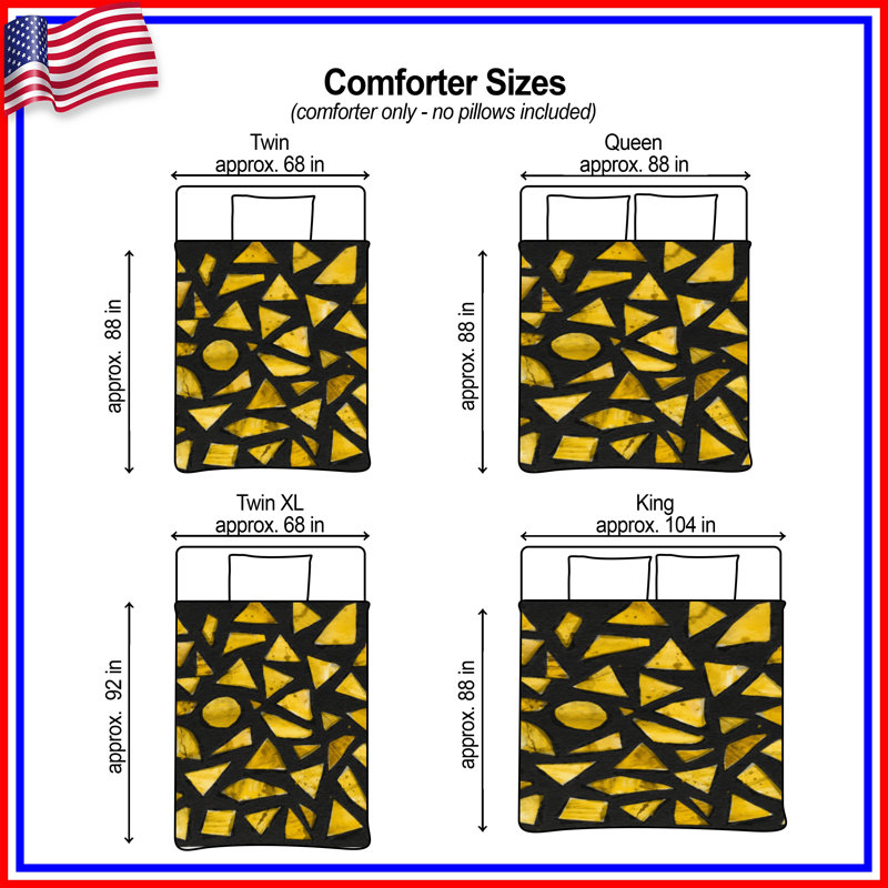 Yellow Geometric Shapes Comforter, Twin Extra Long