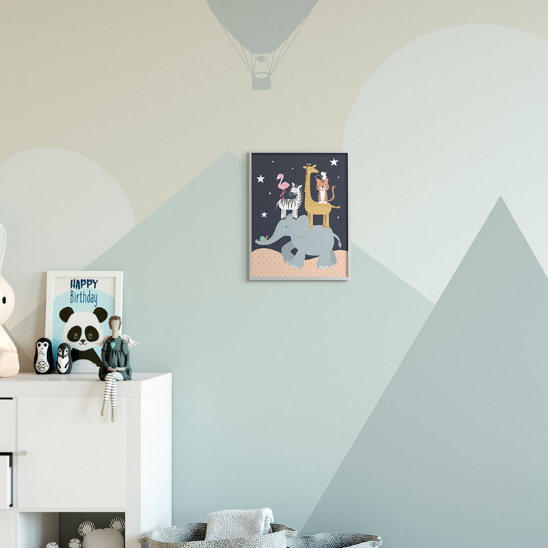 Ciel étoilé, safari, animaux, éléphant, girafe, zèbre, Estampe numérique Farmhouse, H 14 po x l 11 po x P 1,5 po