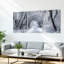 Ensemble de 3 tableaux sur toile tendue représentant un chemin forestier enneigé-22912194