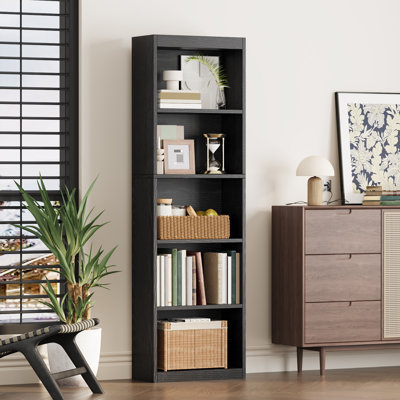Bibliothèque à 5 niveaux, tablettes de rangement en bois de 20 pouces de largeur, rétro