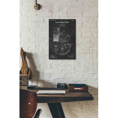 Drum and Cymbal Blueprint Patent Chalkboard  Wrapped Canvas Print