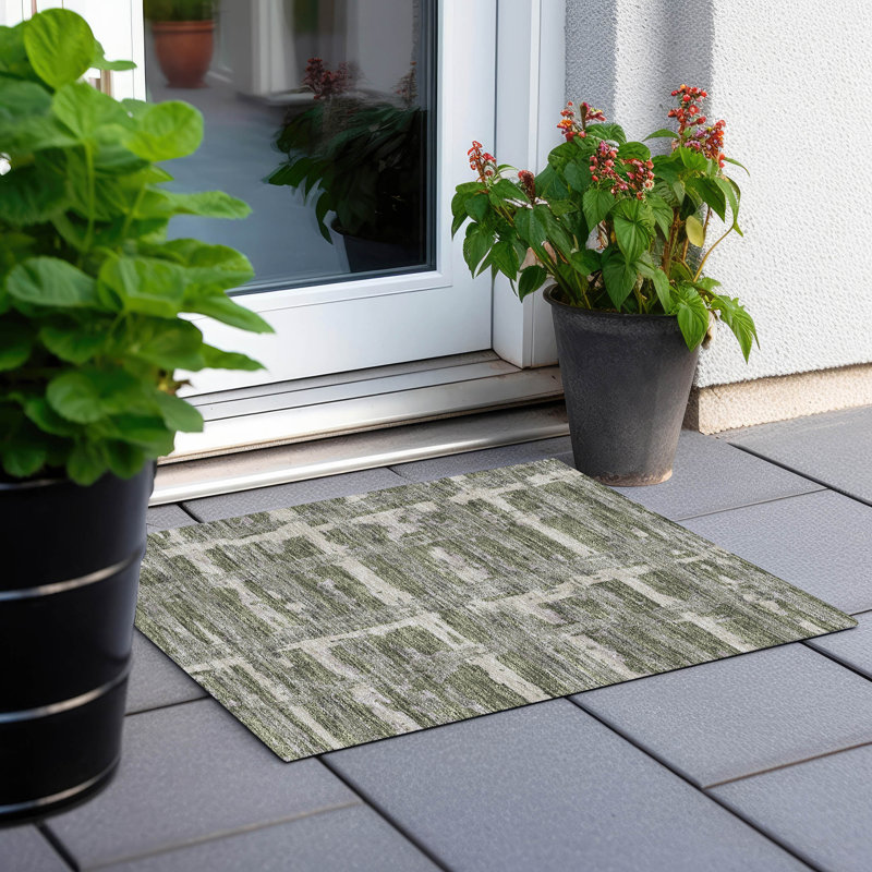 Mahaney Washable Striped Polyester Rug, Rectangle 1'8" x 2'6"