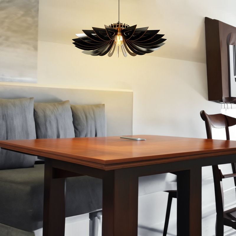 Lustre 2 lumières Johnnathon, H 6,3 po x l 26,8 po x P 26,8 po, Noir