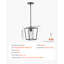 Luminaire suspendu noir en métal avec abat-jour en verre
